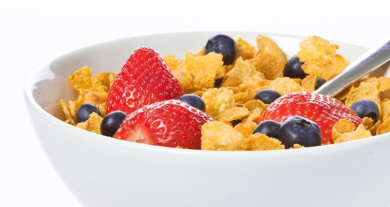 Bowl of cereal with fresh fruit