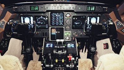 Empty cockpit with controls on