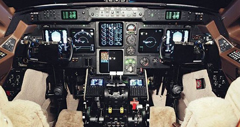 Empty cockpit with controls on