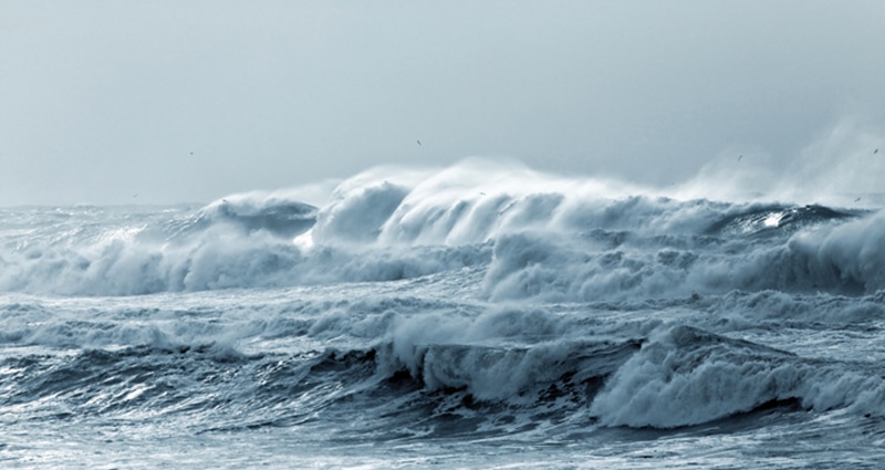 Ocean waves crashing during storm