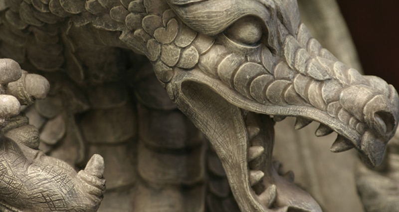 Close up of dragon sculpture