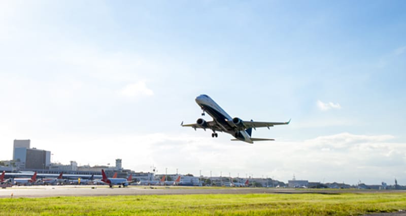 Commercial plane taking off