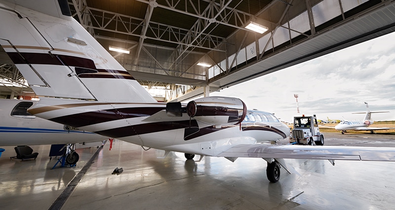 aircraft in the hangar