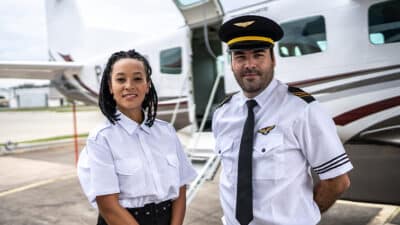 flight crew with aircraft