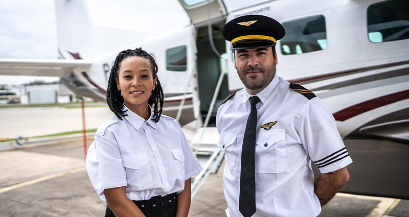 flight crew with aircraft