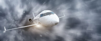 aircraft flying through bad weather