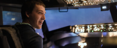 pilot in cockpit