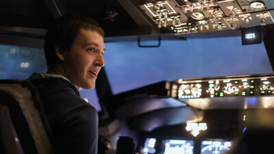 pilot in cockpit